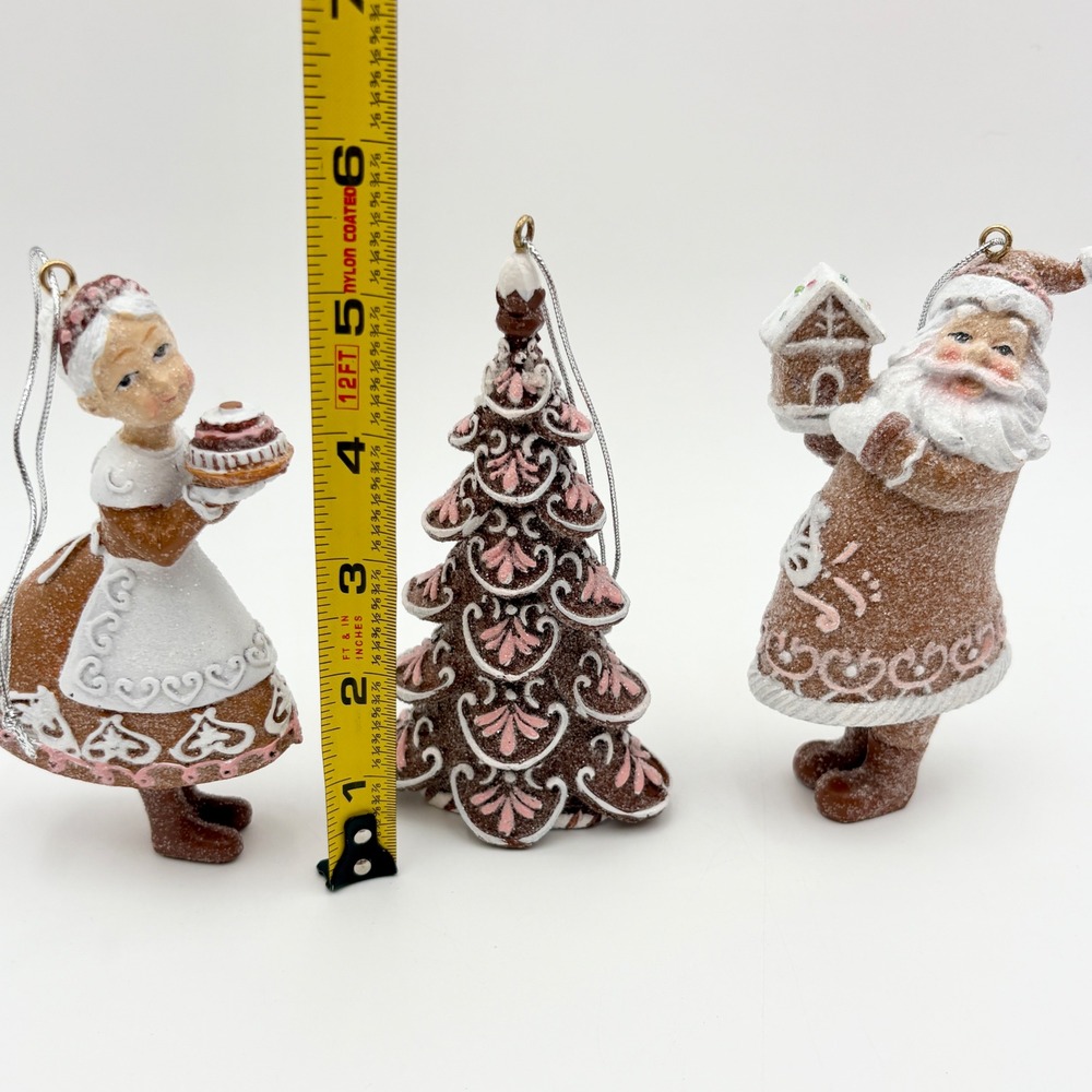 Peppermint Place Gingerbread Christmas Ornaments Santa Baker Tree Mrs Claus Set - Picture 4 of 9